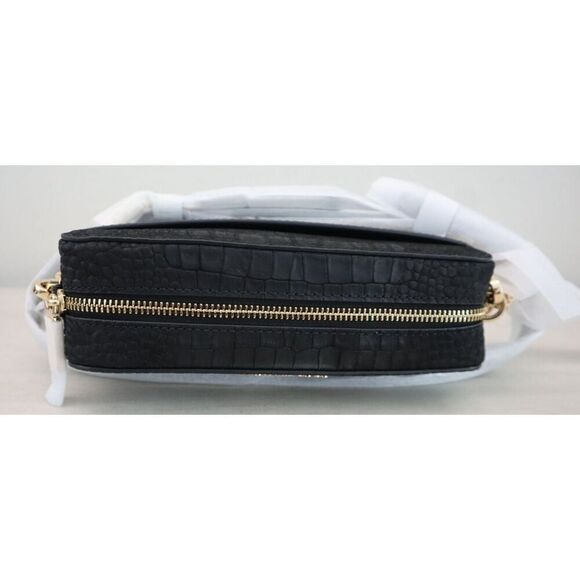 Michael Kors Women's MD Black Croc Embossed Leather Camera Crossbody Bag - Picture 6 of 16
